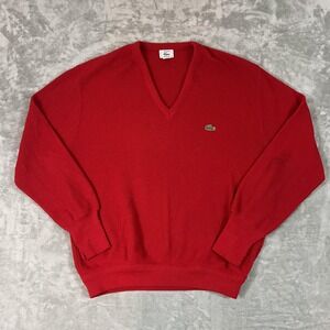 Lacoste Men's V-Neck Sweater in Vibrant Red